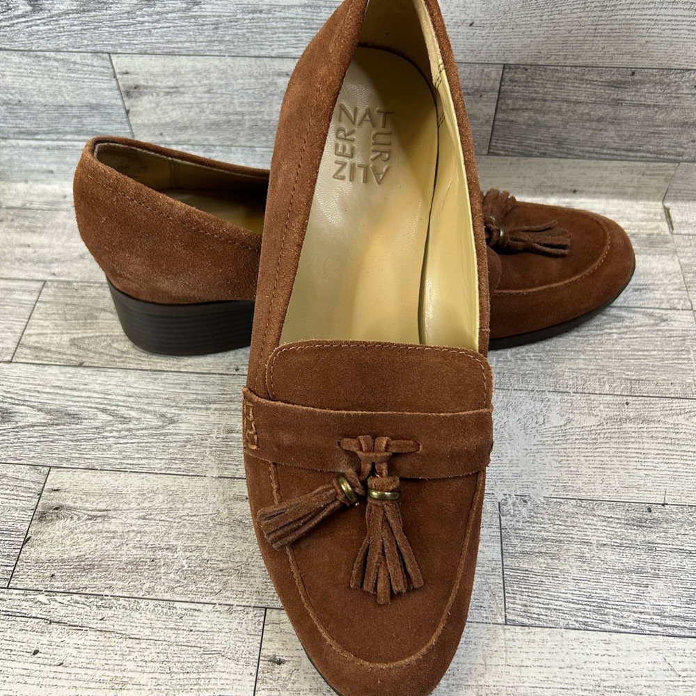 Naturalizer Nina Brown Suede Tassel Loafer size 9.5 preppy grandma core